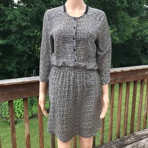 Aqua Gray/Black 3/4 Sleeves Dress M